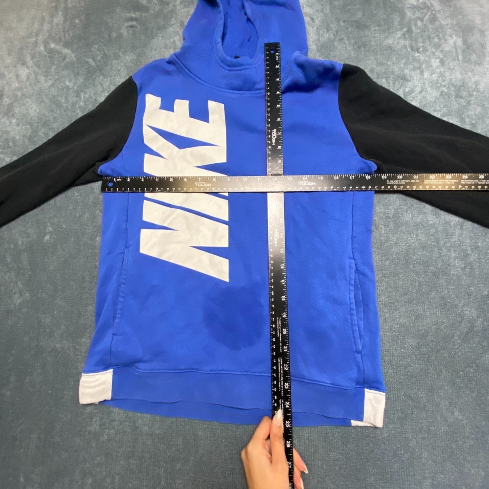 Nike Hoodie Boys XL Blue Black Spellout Logo Pullover Long Sleeve Sportswear - Picture 4 of 8